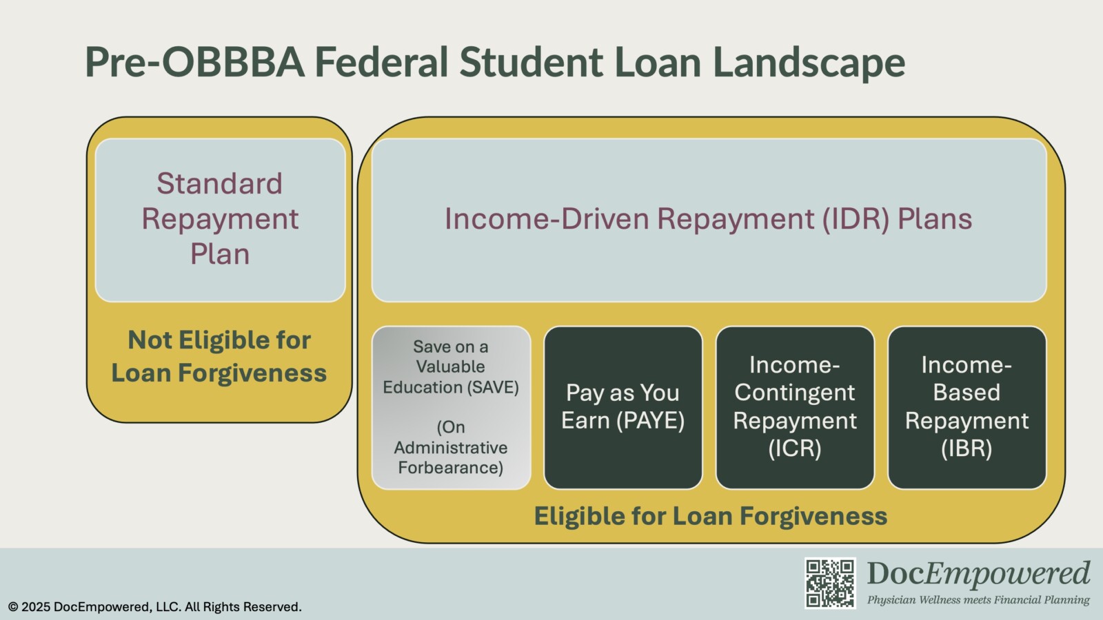 Figure on Pre-OBBBA Federal Student Loan Landscape